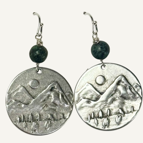 Mountain Dangle Earrings Silver