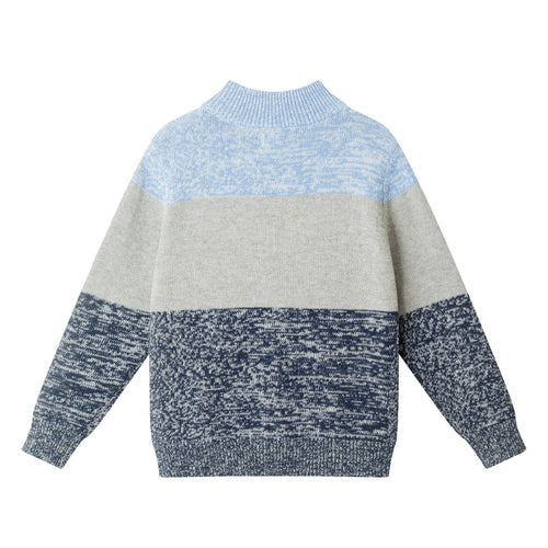 Kids Colorblocked Quarter -Zip Sweater | Light Blue