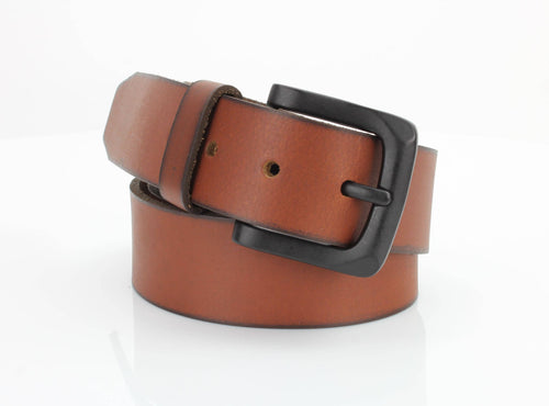 Classic Leather Belt with Fine Stitching and Logo - ABB 010