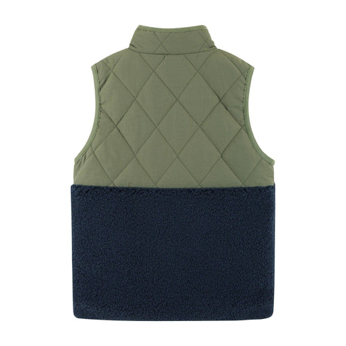 Kids Mixed Media Sherpa Vest | Green