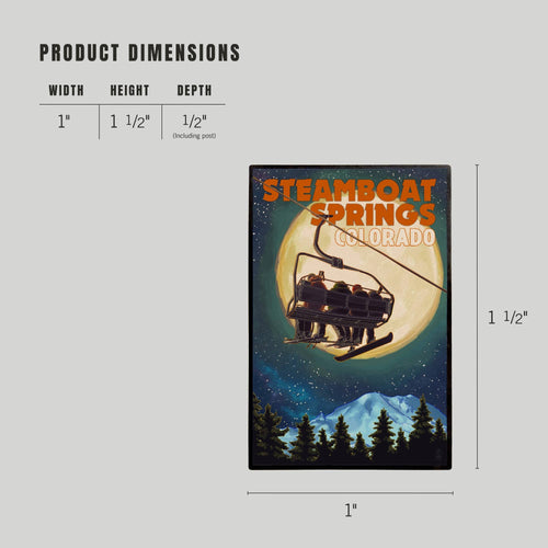 LAPEL PIN Steamboat Springs, Colorado Ski Lift Moon