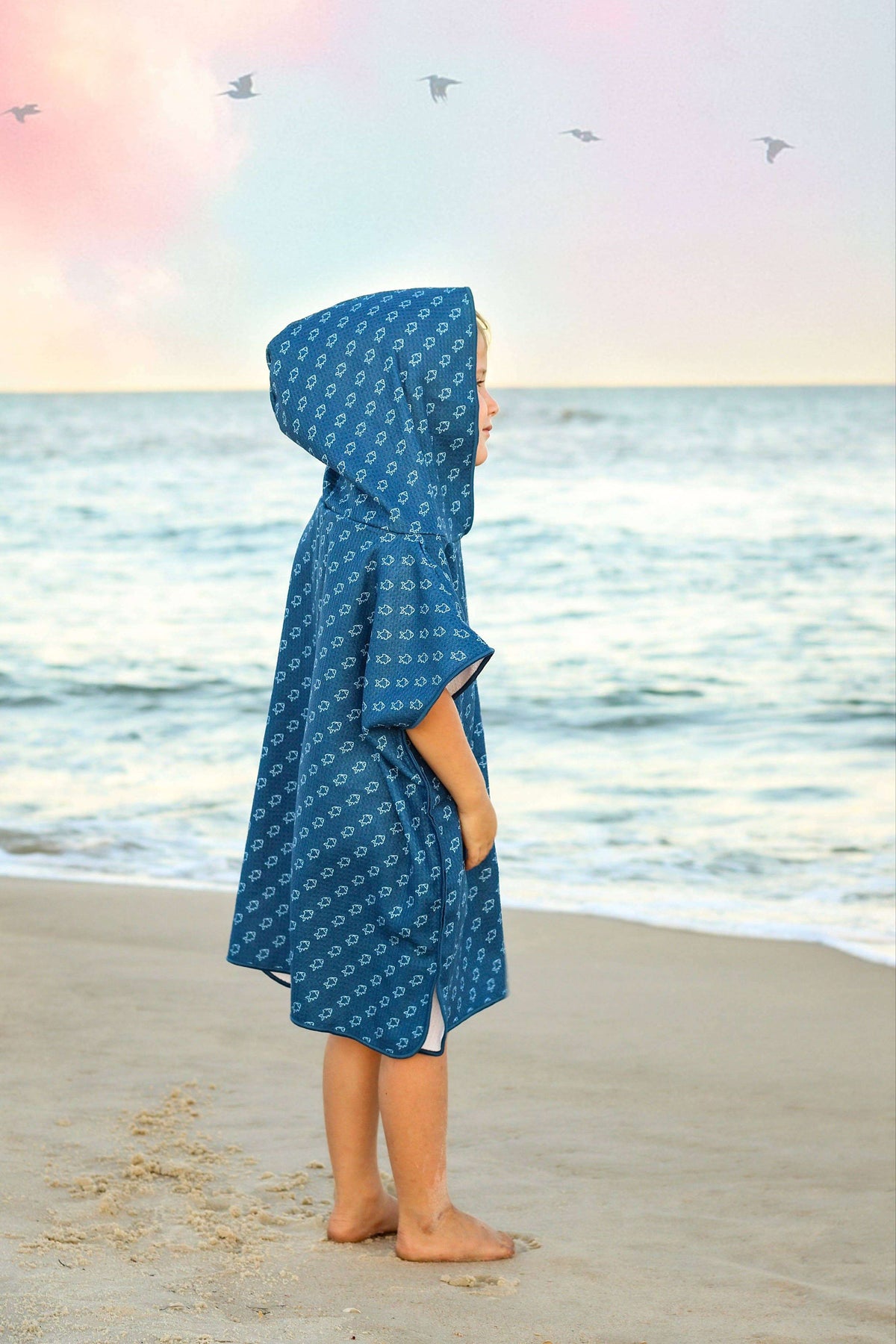Keep the Littles Wild Microfiber Blue Fish Waffle Wearable Towel