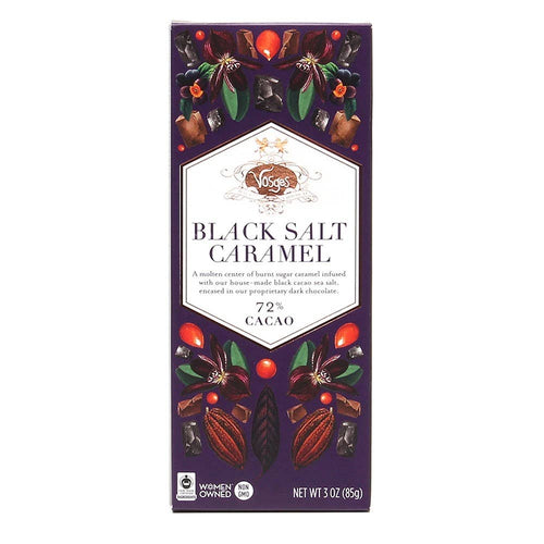 Gourmet Chocolate Bar Dark Chocolate w Black Salt & Caramel 72%