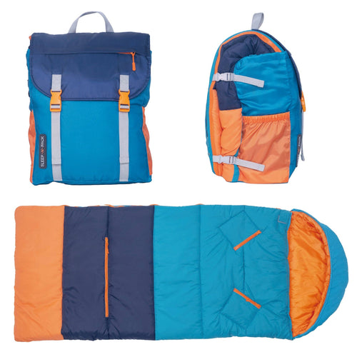 Sleep-N-Pack™ 2-in-1 Packable Sleeping Bag & Backpack Big Kid (7-12+ Yrs) Enamel Blue, Persimmon & Navy Blue
