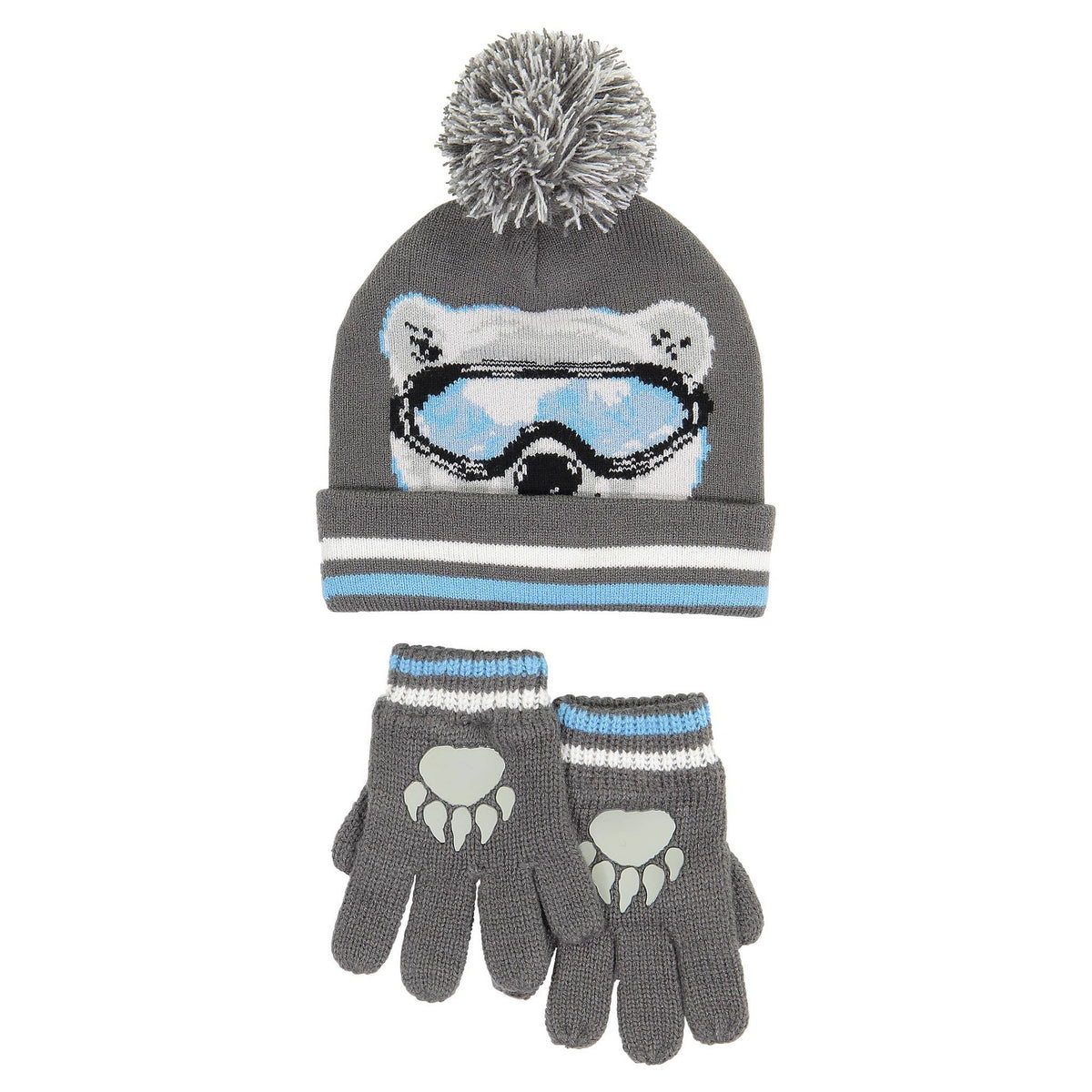 Toddler Hat & Glove Set Polar Bear pom pom hat