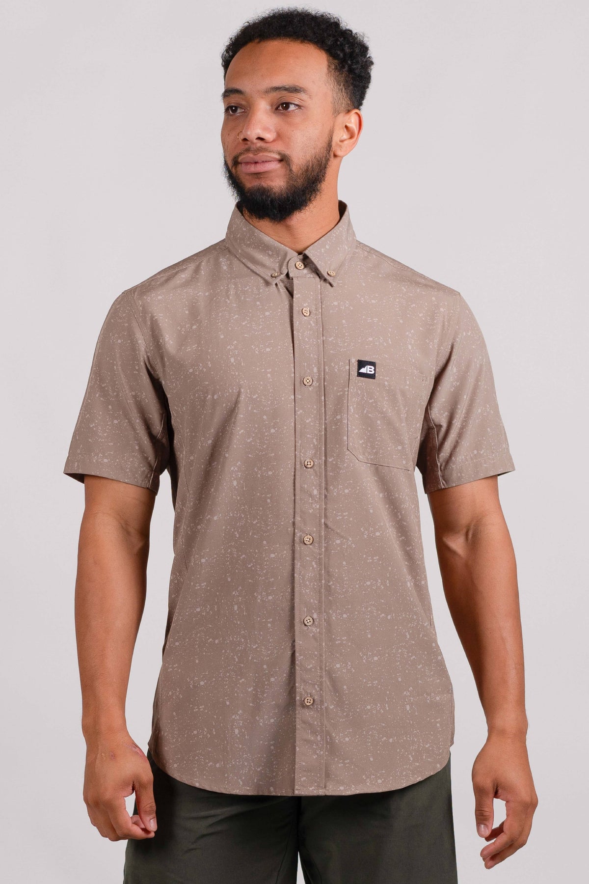 Vista Stretch Button Down Brown Loam
