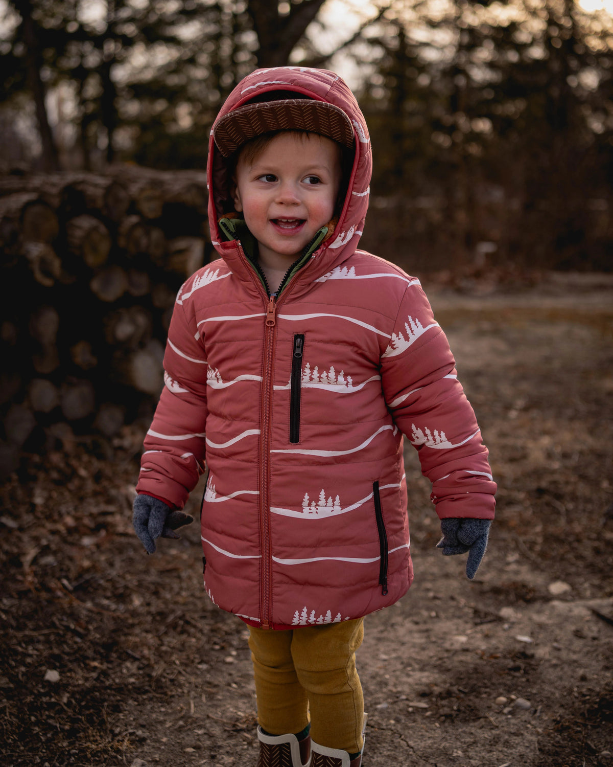 Reversible Kids Puffy Rust Hills Brown