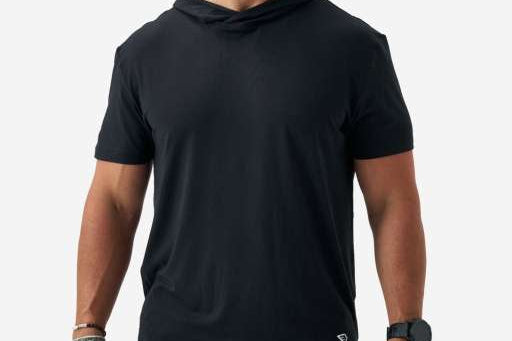 BURLEBO Short Sleeve Performance Hoodie Black