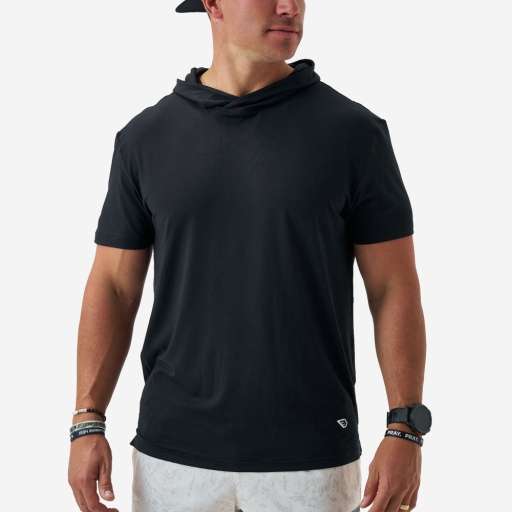 BURLEBO Short Sleeve Performance Hoodie Black