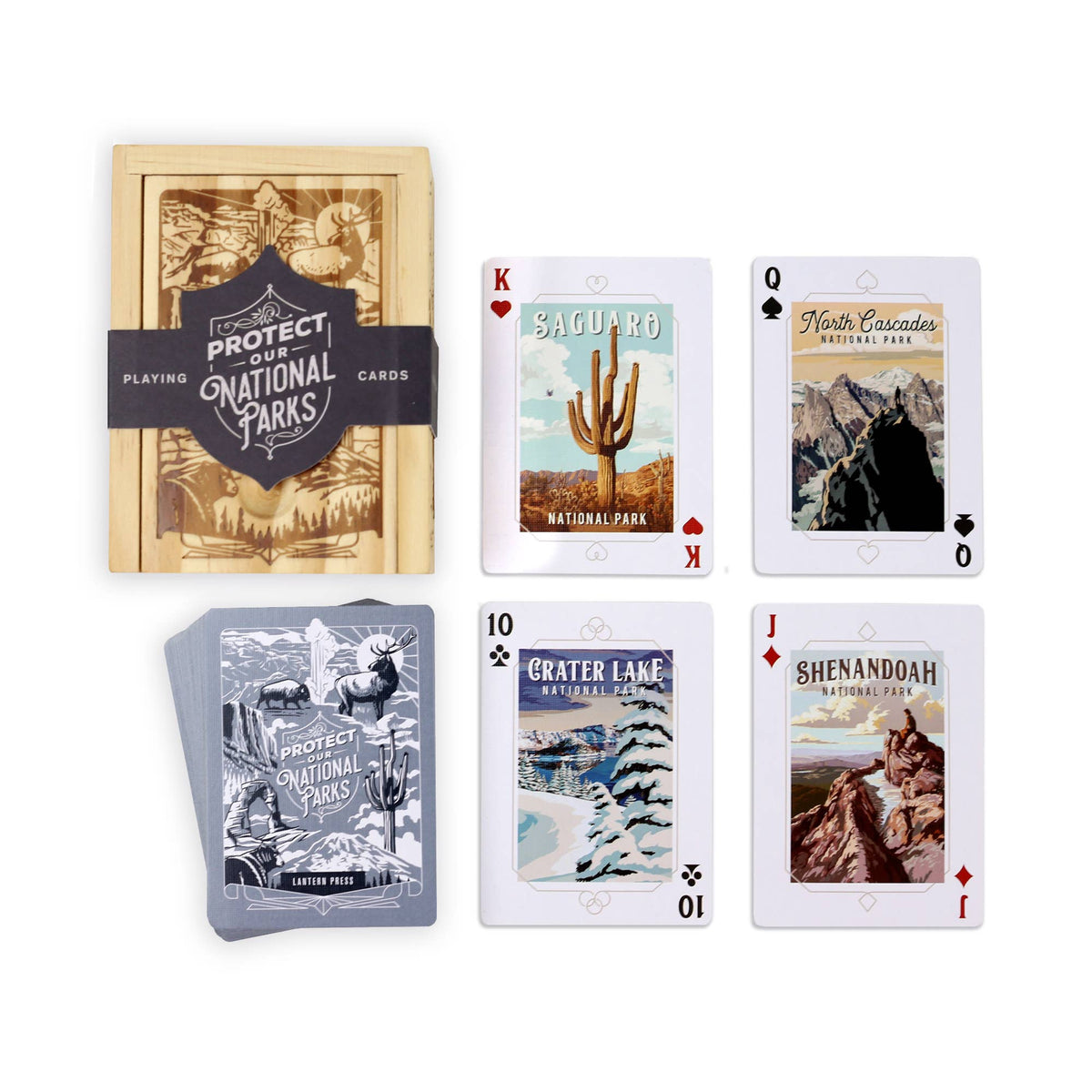 Lantern Press Protect Our National Parks - Playing Cards Wood Box Set