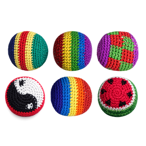 Extreme Retro Hand-Knitted Kick Pouch Footbag - 12/Display