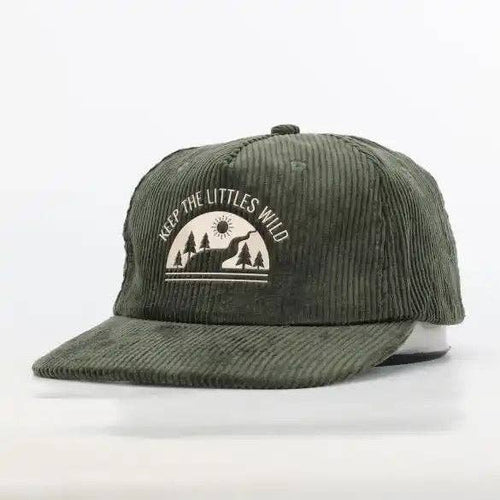 Green Rivers corduroy SnapBack hat for toddlers and kids Green