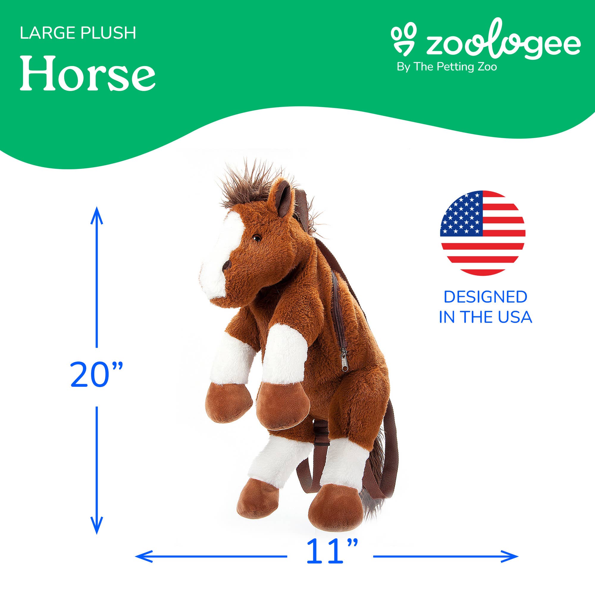 The Petting Zoo 20" Plush Animal Backpack