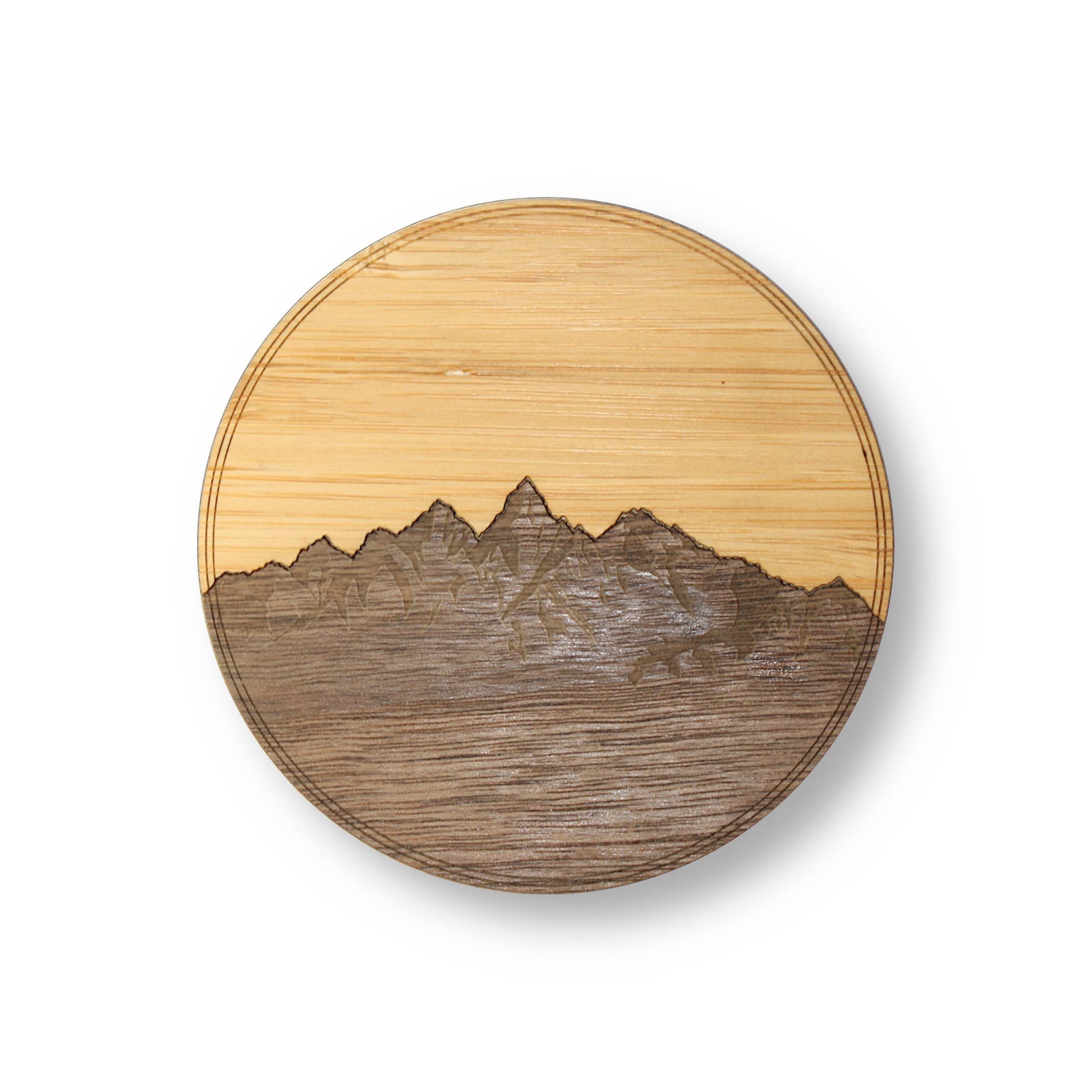 Wood Coasters (Sawtooth Mountains in Black Walnut & Bamboo)