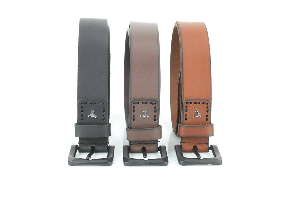 Classic Leather Belt with Fine Stitching and Logo - ABB 010