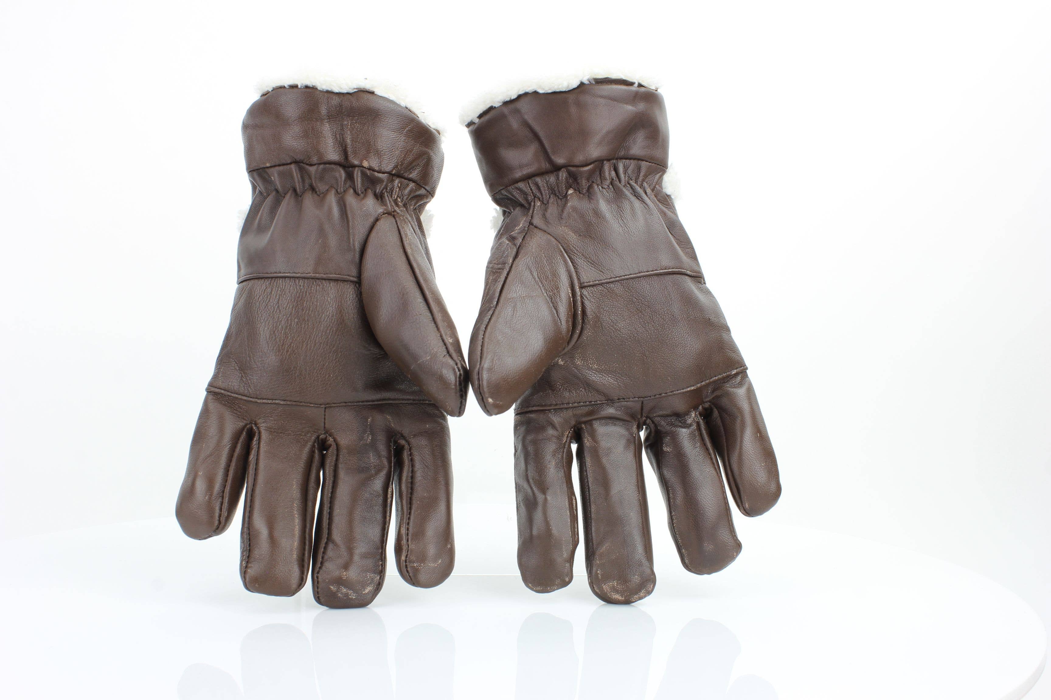 Sheepskin Leather Gloves with White Sherpa Lining ABGL102SH