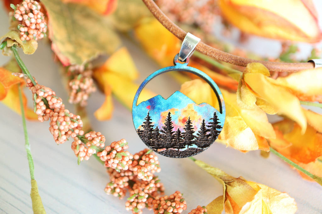 Ember Sunset Wood Pendant Necklace