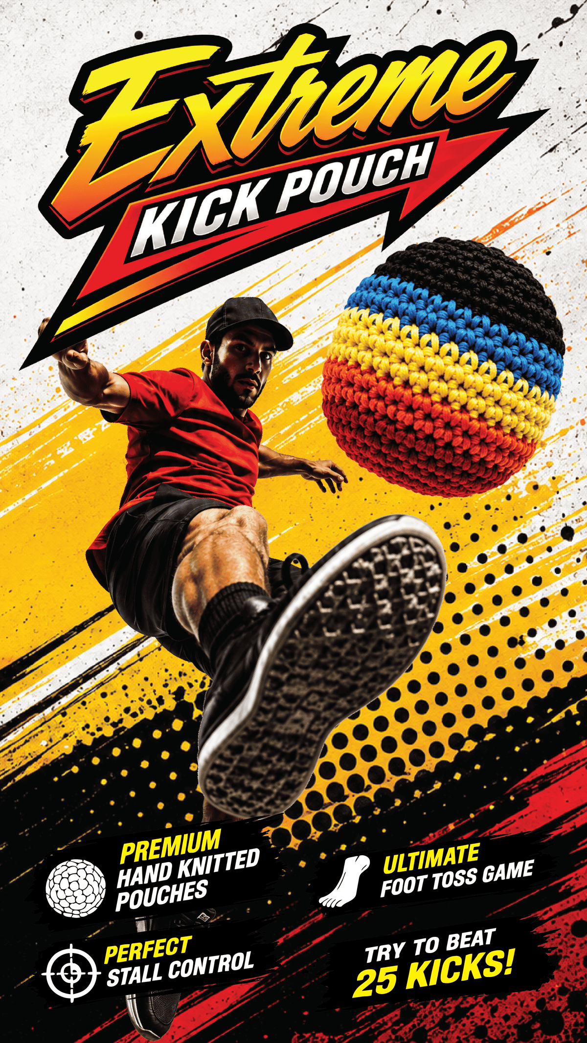 Novelty Brands Extreme Retro Hand-Knitted Kick Pouch Footbag