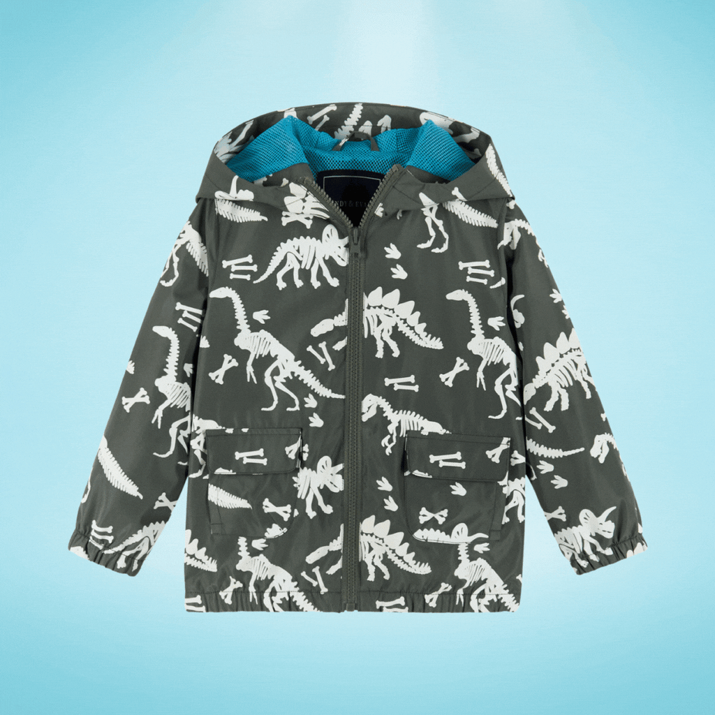 Kids (3-8) Color Change Raincoat | Dinosaur Fossils