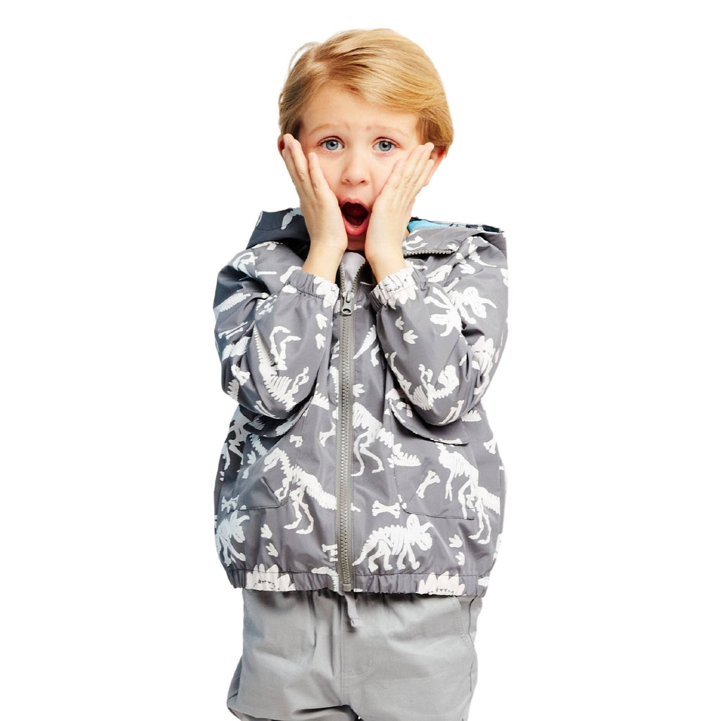 Kids (3-8) Color Change Raincoat | Dinosaur Fossils