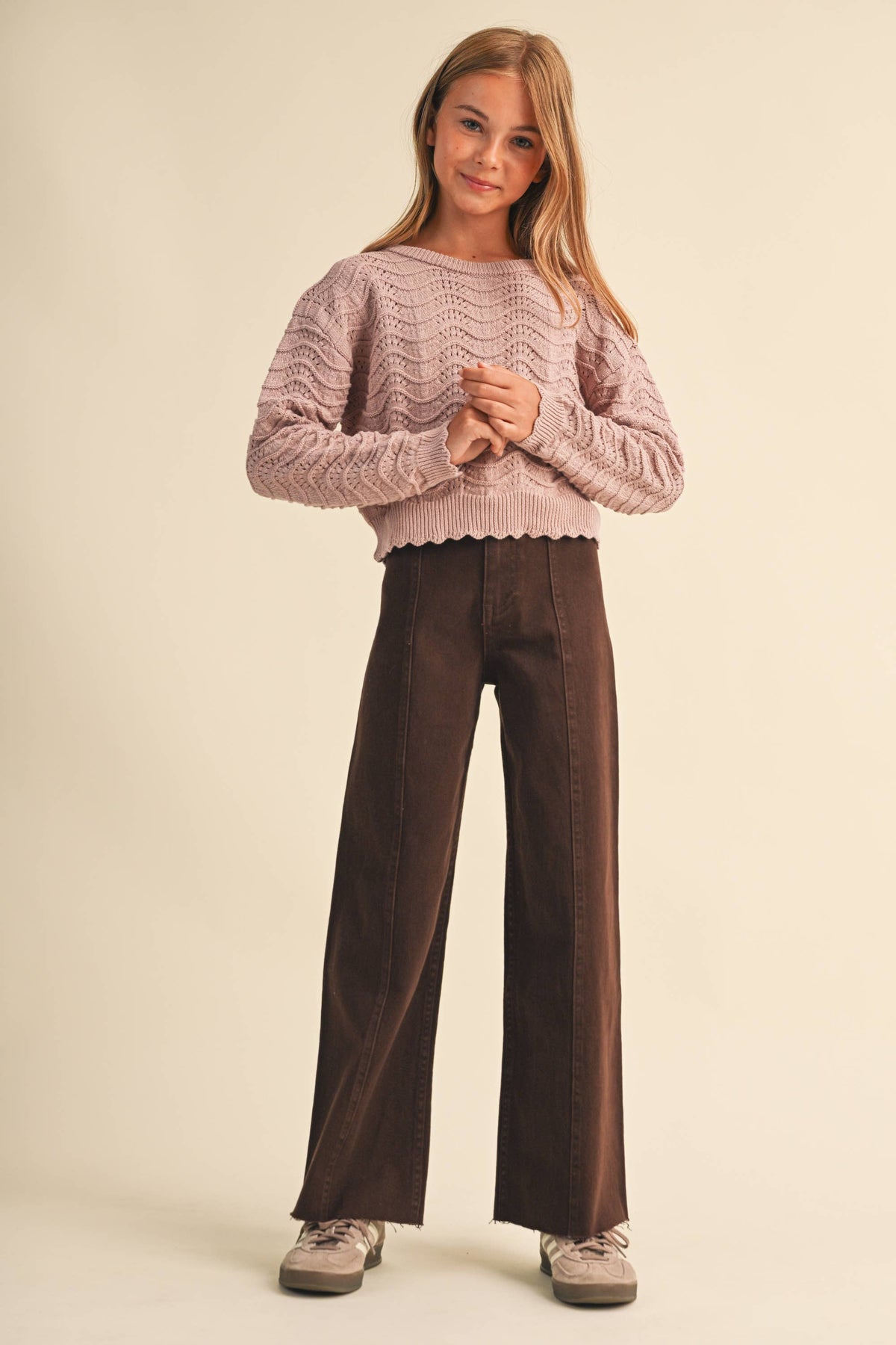 heart and arrow TWEEN KIDS GIRLS WAVY KNITWEAR PULL OVER (7-14)