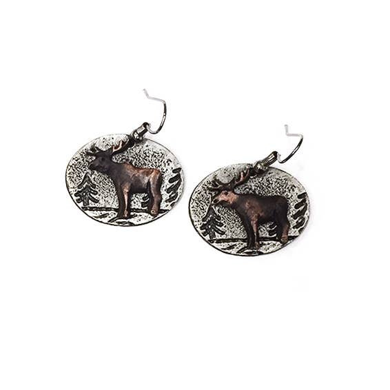 Pewter Earrings Moose