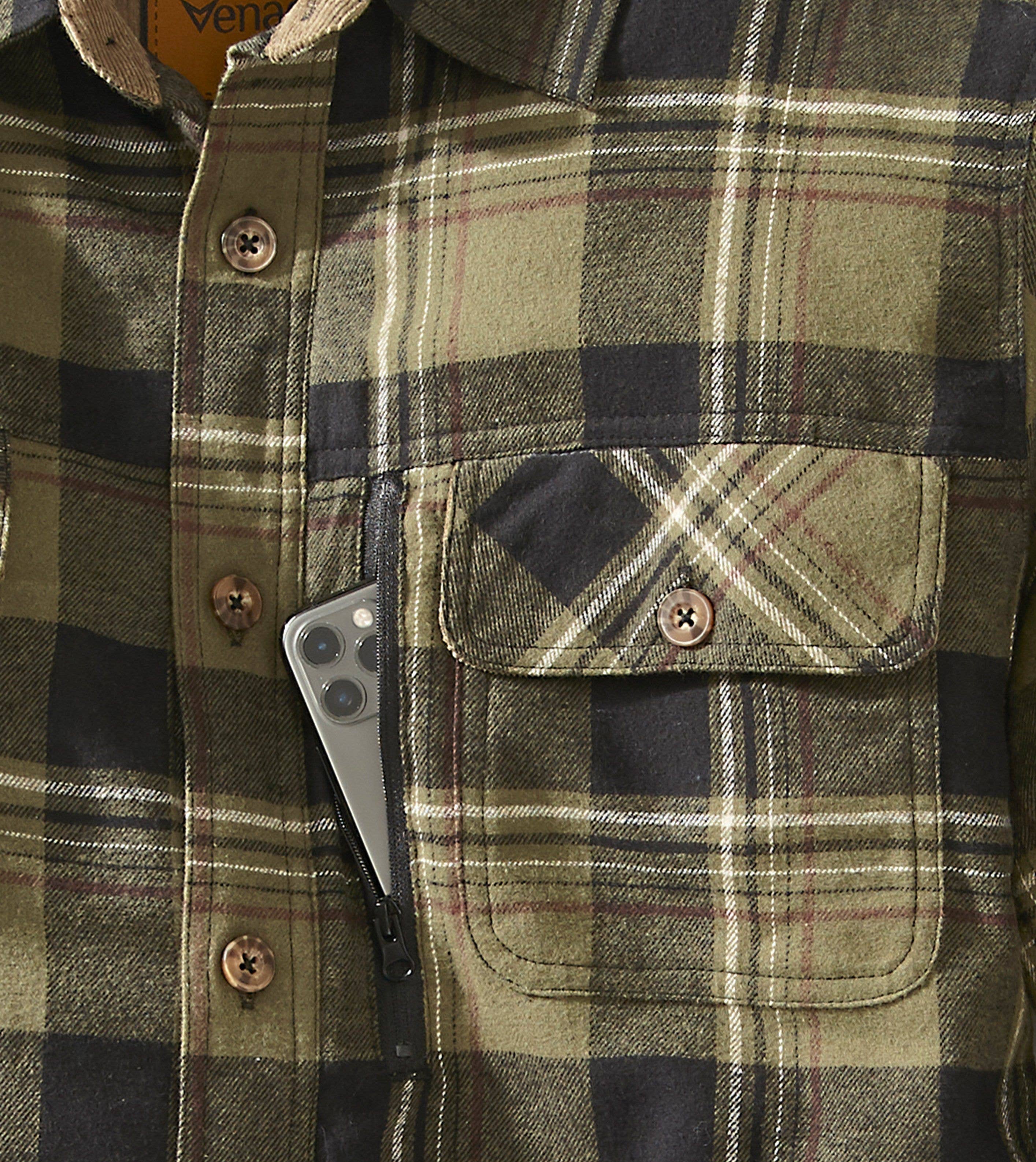 Quilt Lined Brushed Flannel Shirt Jacket