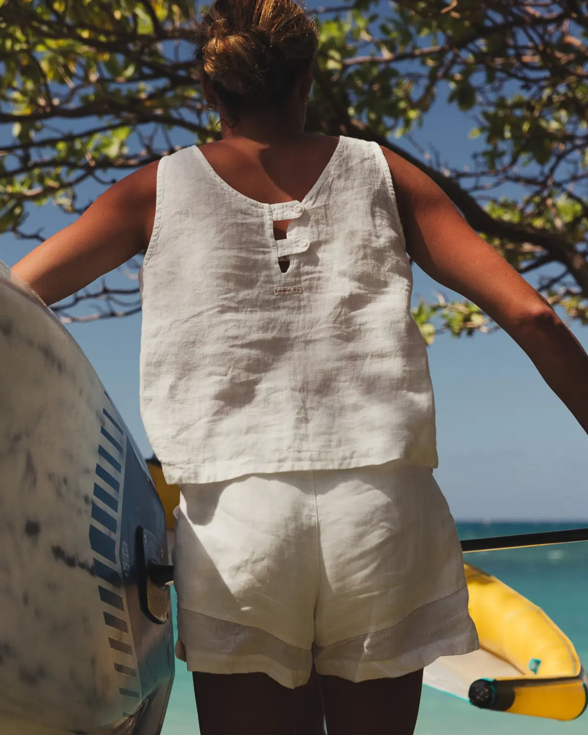 Women's Safari Linen Top Natural