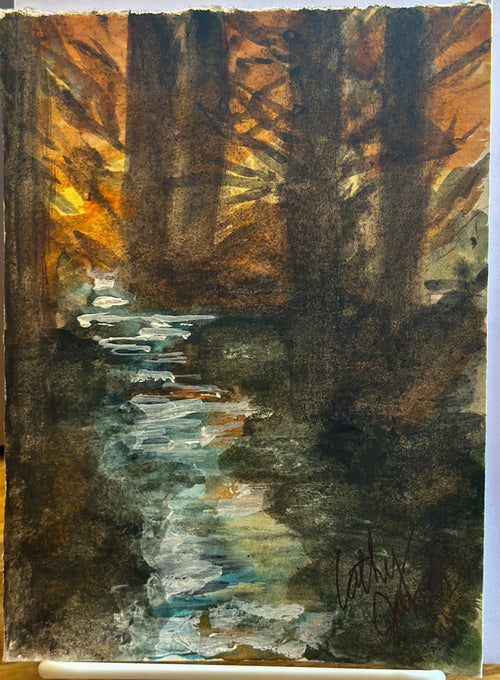 Cathy Jones Notecards Hand-Painted Watercolor Forest River