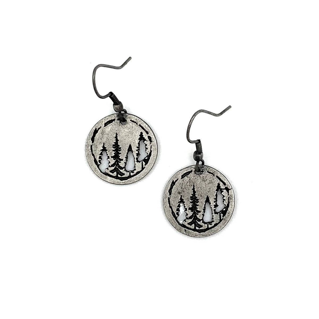 Pewter Earrings Woodland Trees