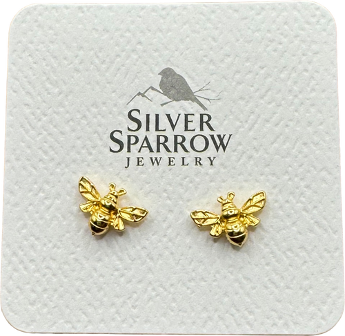 Golden bee stud earrings