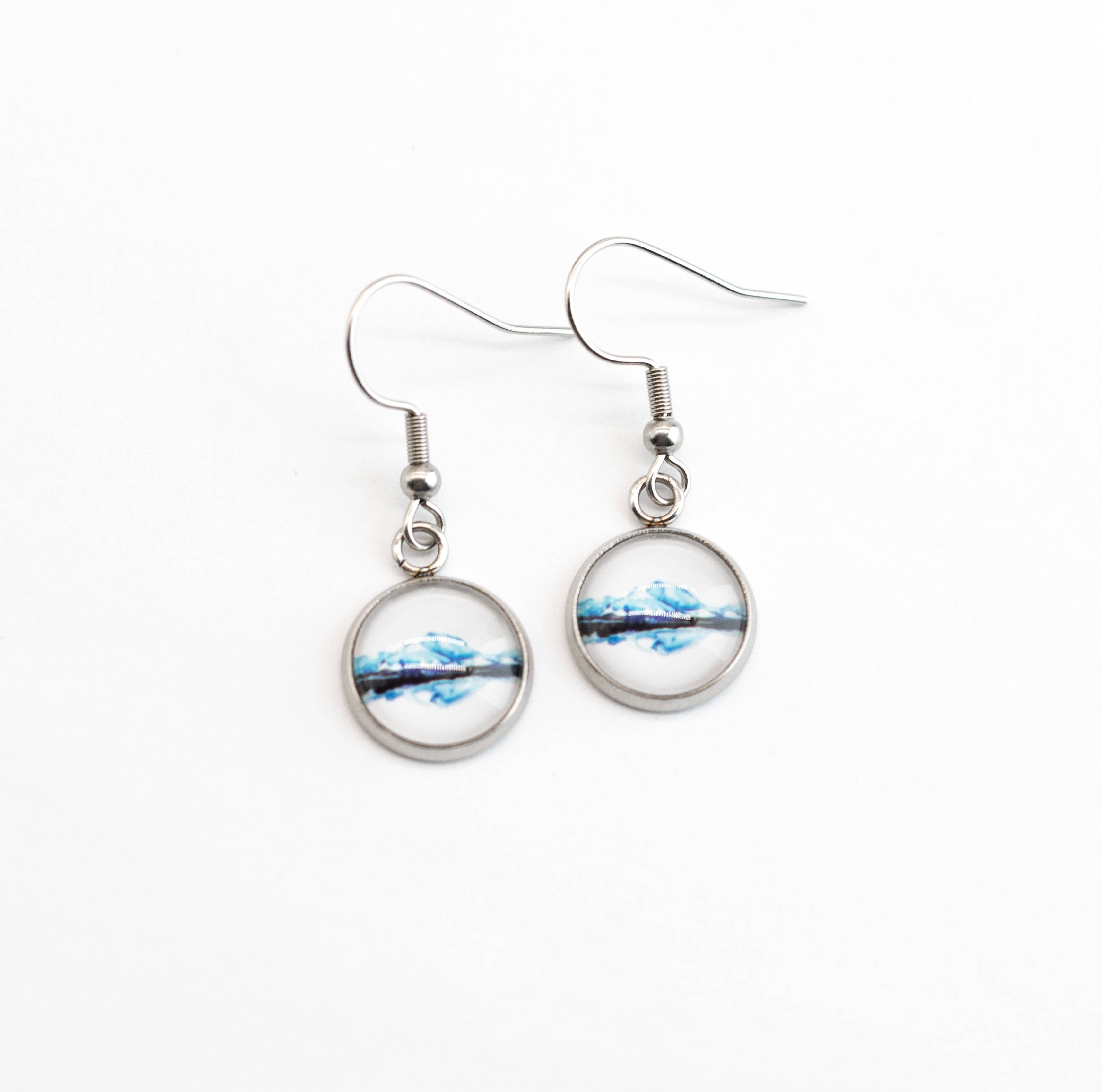 Stainless Steel and Glass Earrings Small Denali