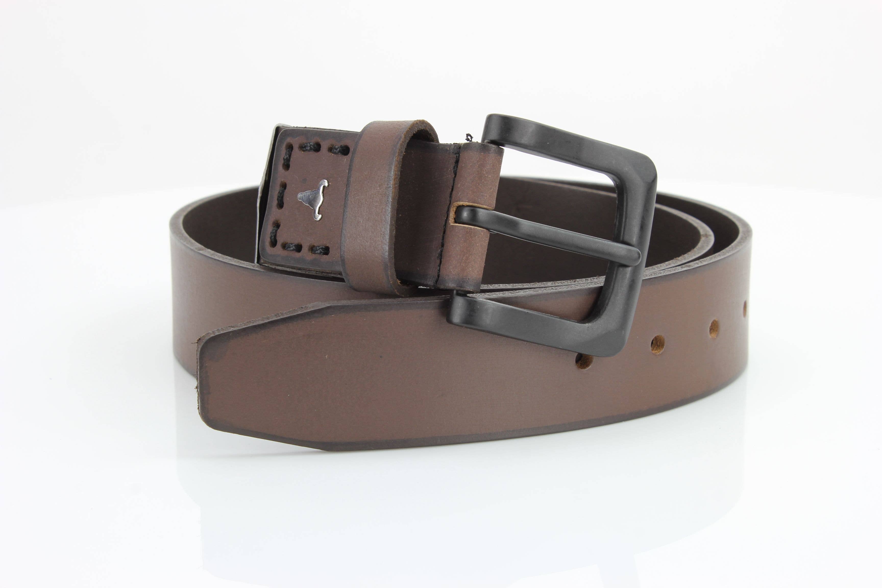 Leather Impressions Inc Classic Leather Belt with Fine Stitching and Logo - ABB 010