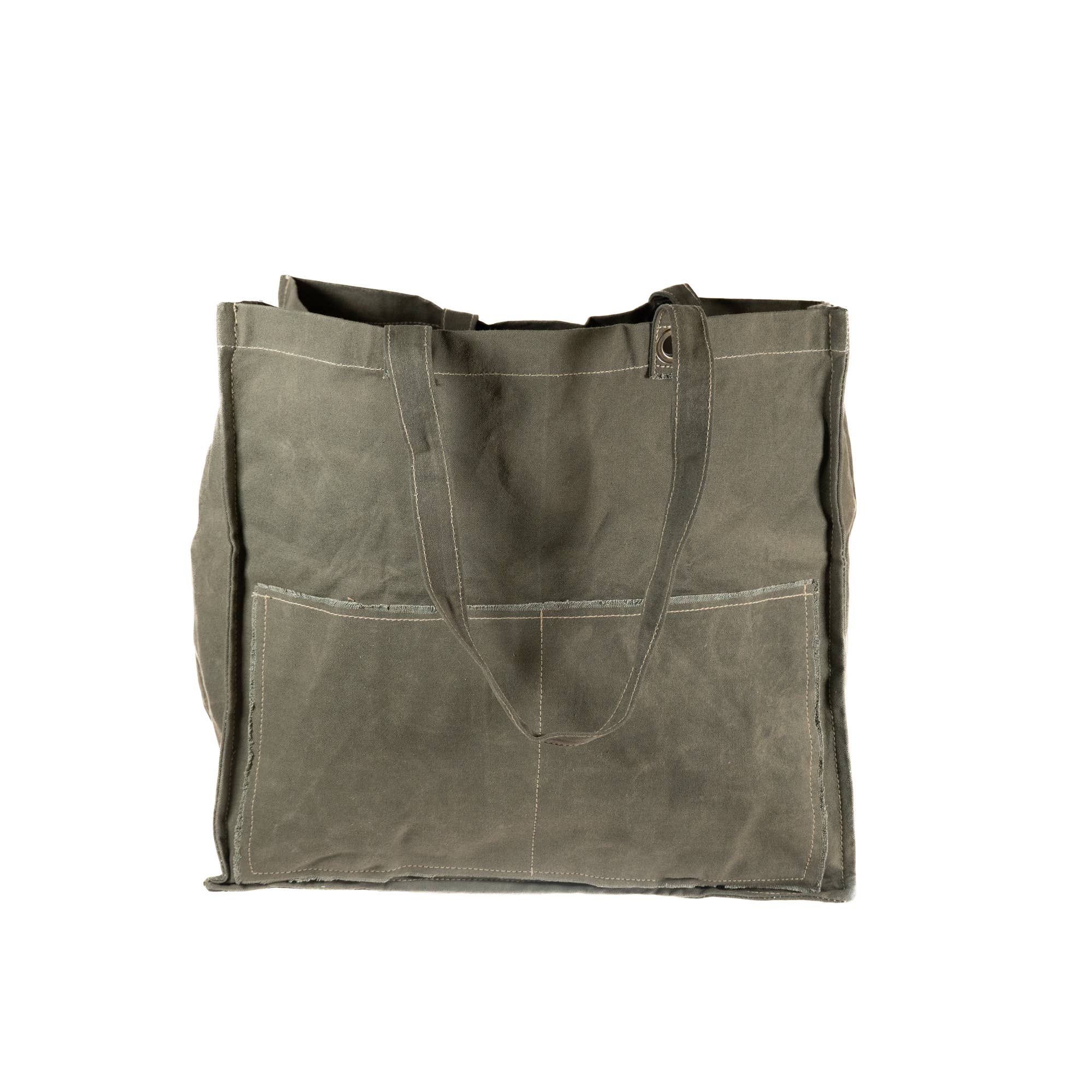 Distressed Canvas Tote Army Green