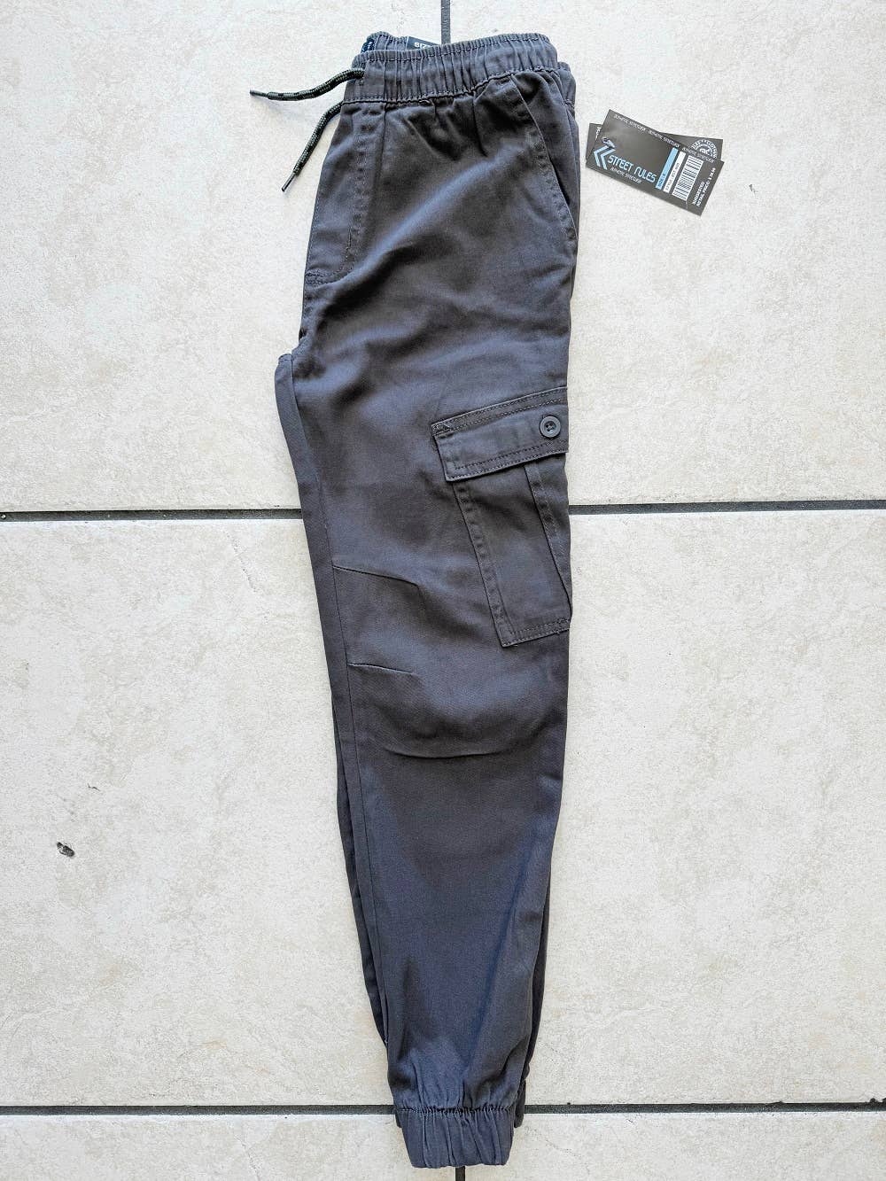 Boy's Pull-On Twill Cargo Jogger Pants Charcoal