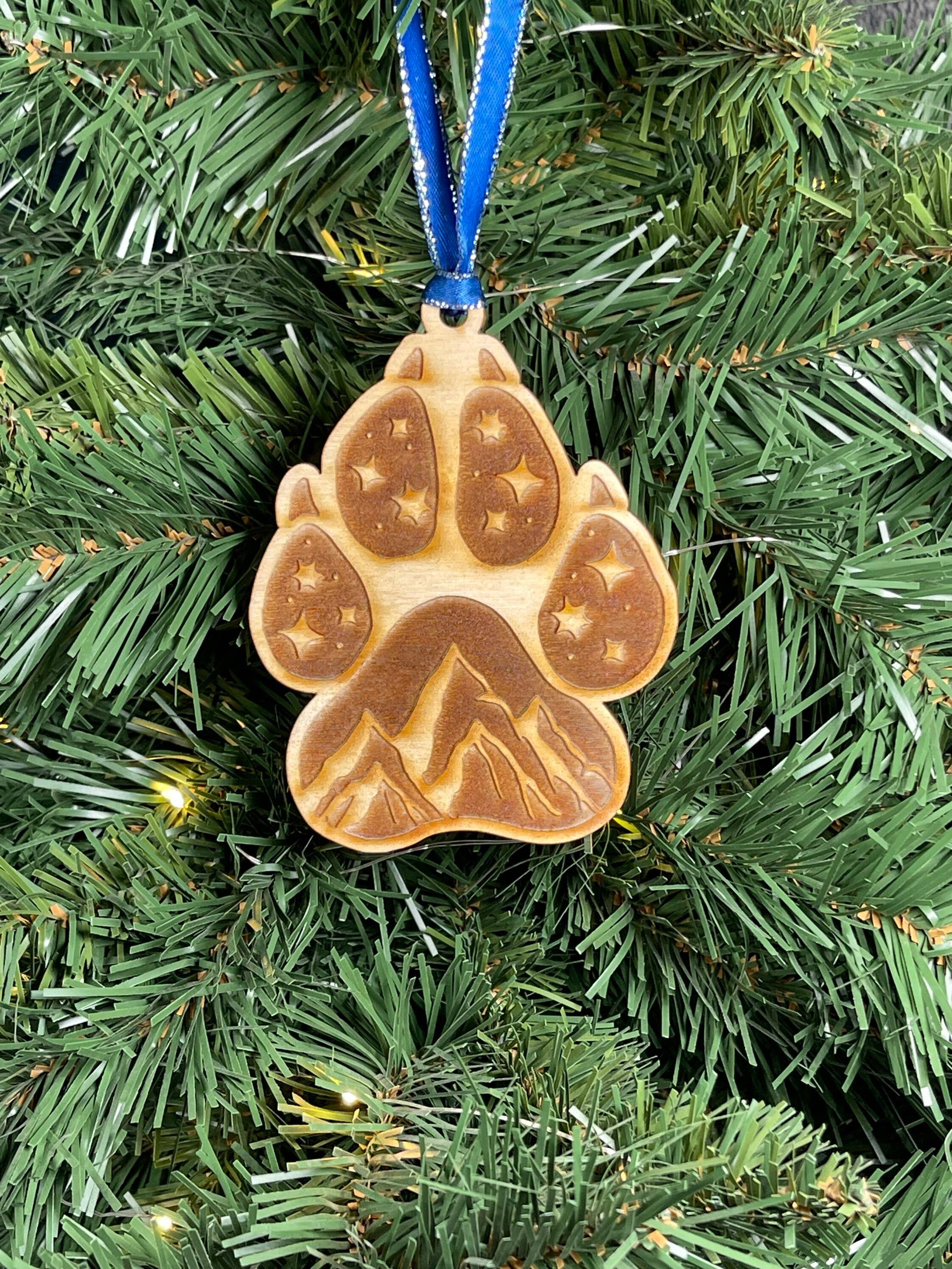Paw Mountain Scene Wood Ornament