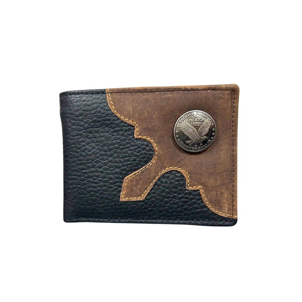Mixed Media Bifold Rodeo Wallet with Medallion AB1915