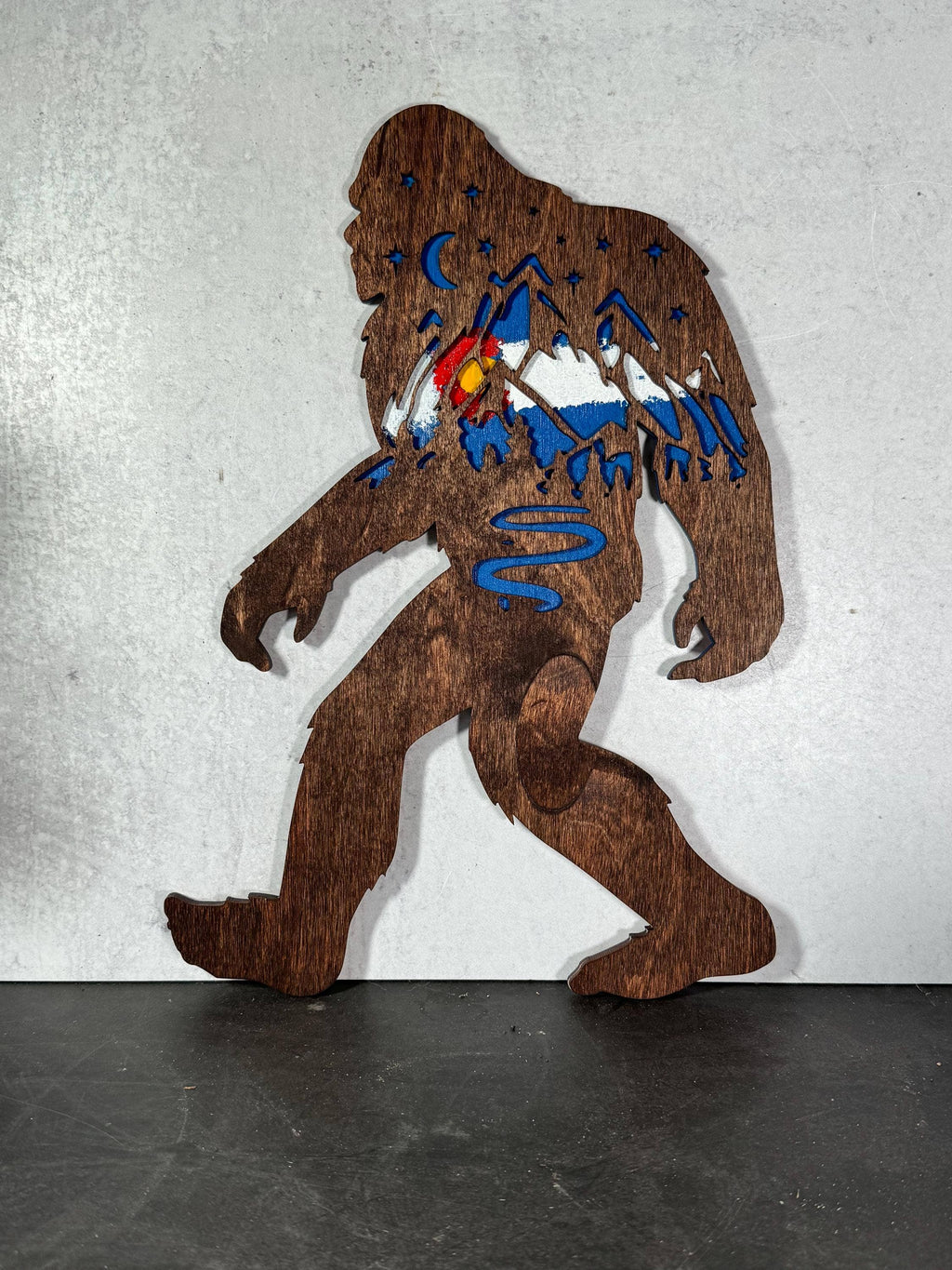 Bigfoot Sasquatch Colorado Flag Night Sky Art