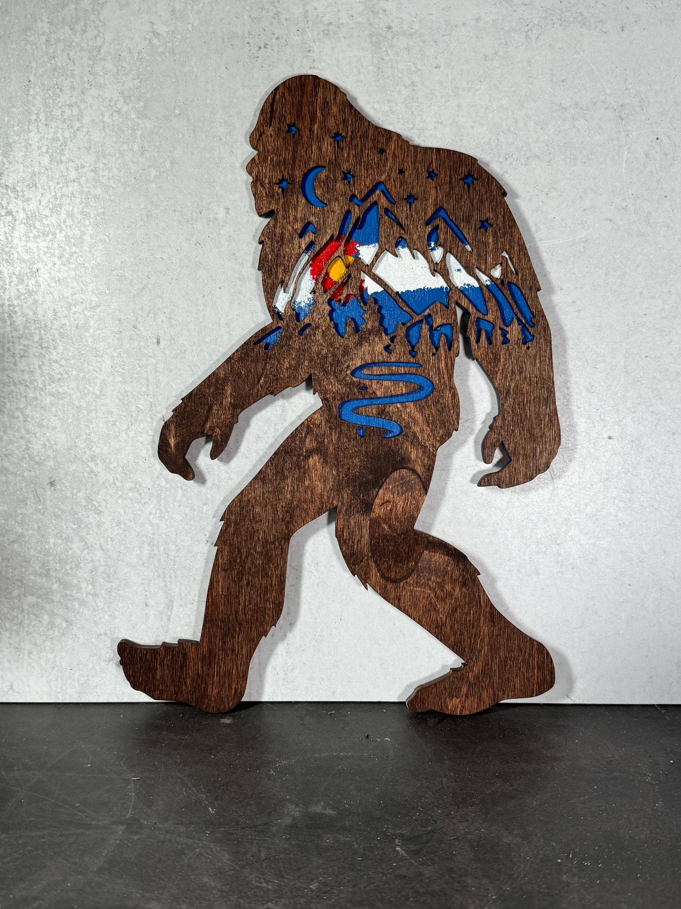 Bigfoot Sasquatch Colorado Flag Night Sky Art