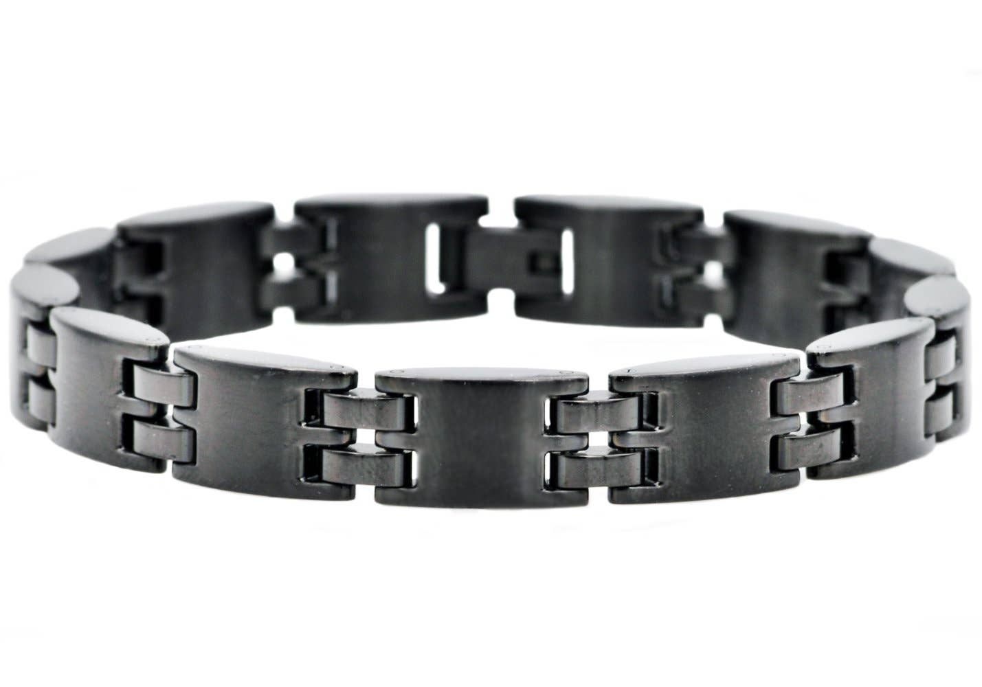 Blackjack Mens Jewelry Men's Matte Finish Black Stainless Steel Bracelet