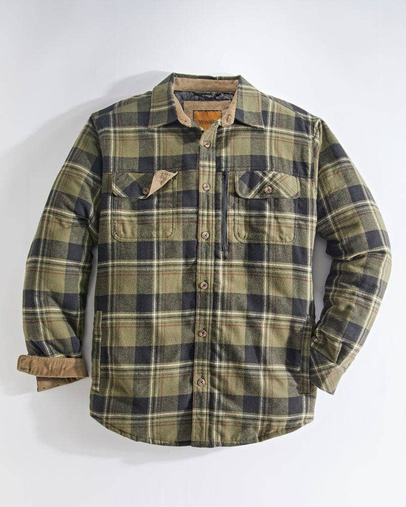 Quilt Lined Brushed Flannel Shirt Jacket