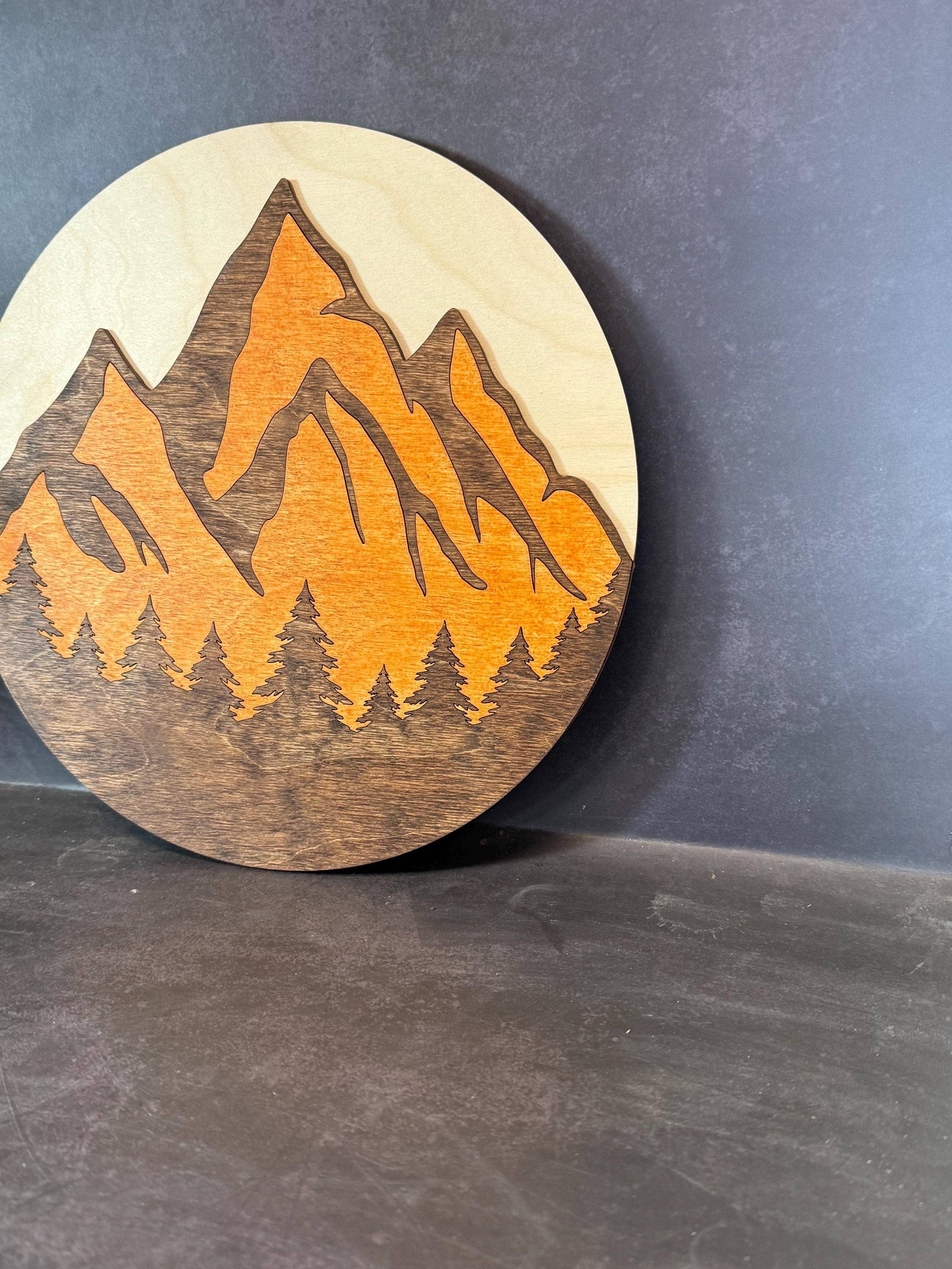 Handmade Mountain Dual Layer Rustic Wall Art