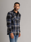 Men's Koda Sherpa Lined Shirt Jacket Blue Tartan Plaid
