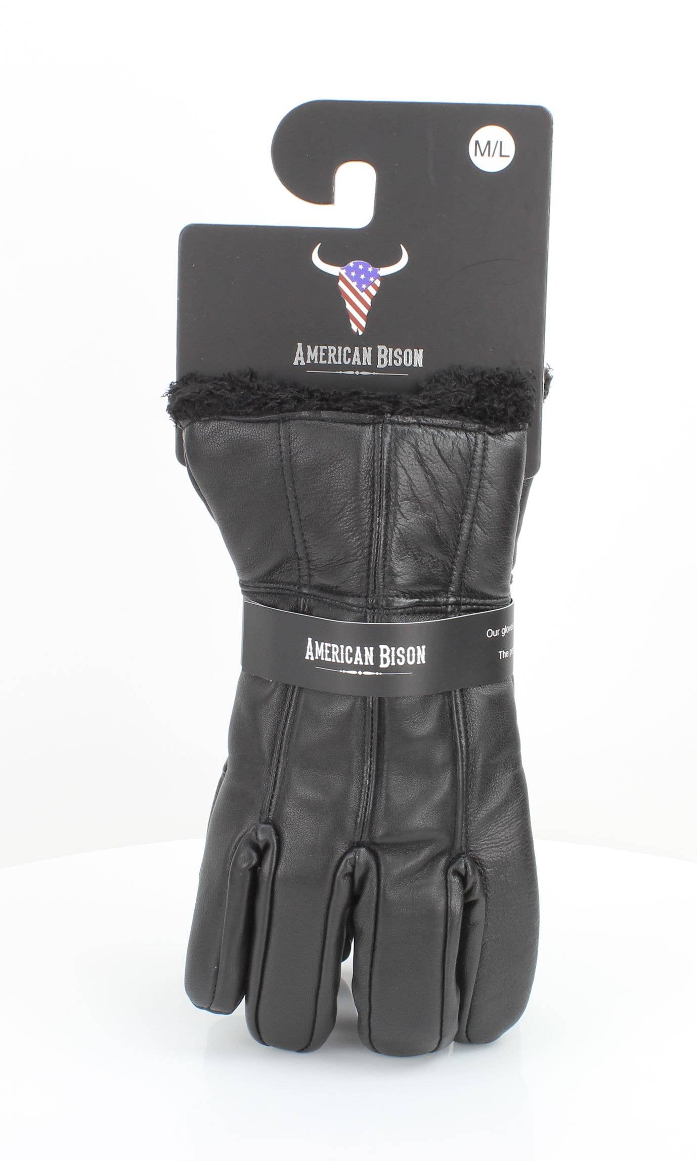 Sheepskin Leather Gloves with Black Sherpa Lining ABGL102SH L XL