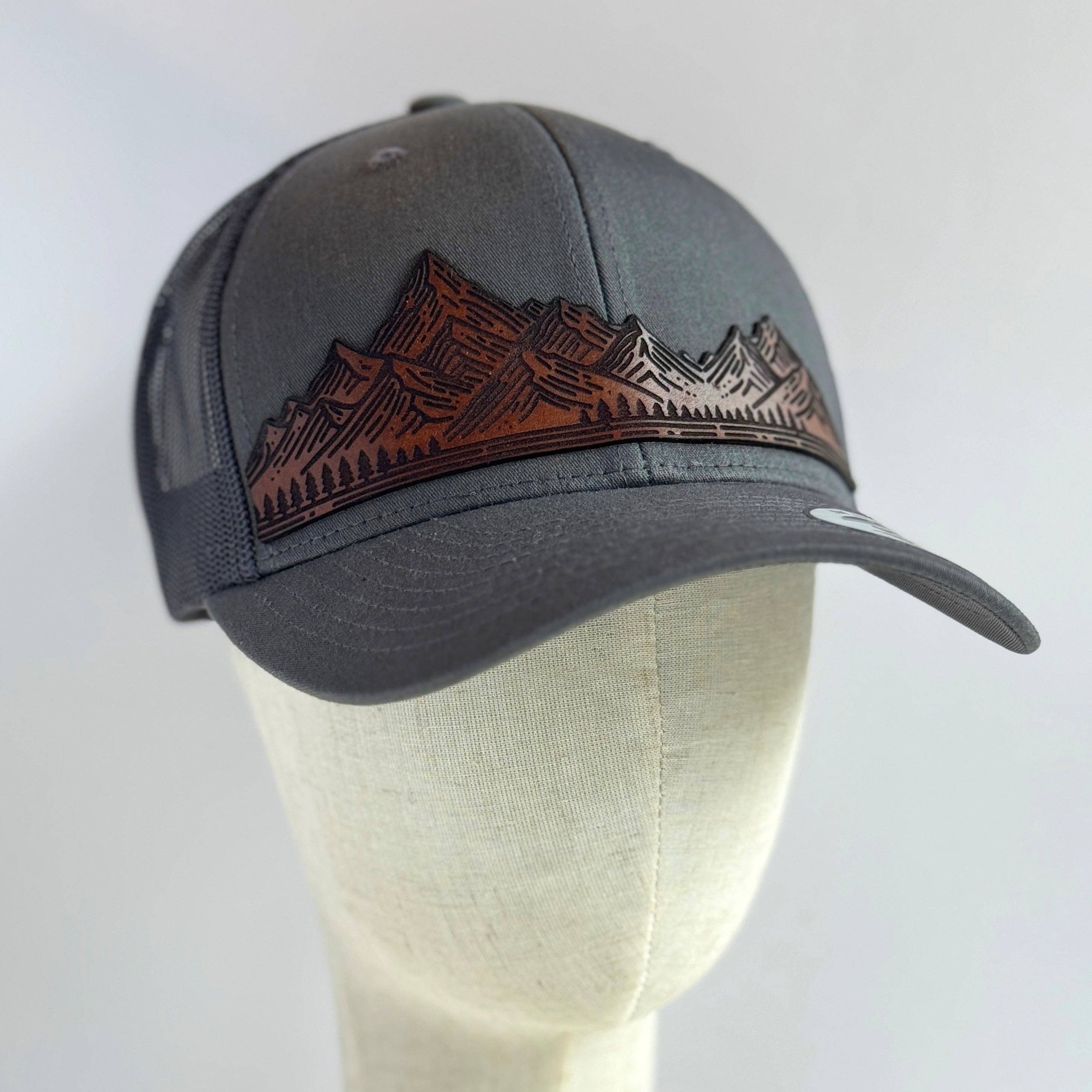 The Lonely Pine Home On The Range | mountain range leather patch hat