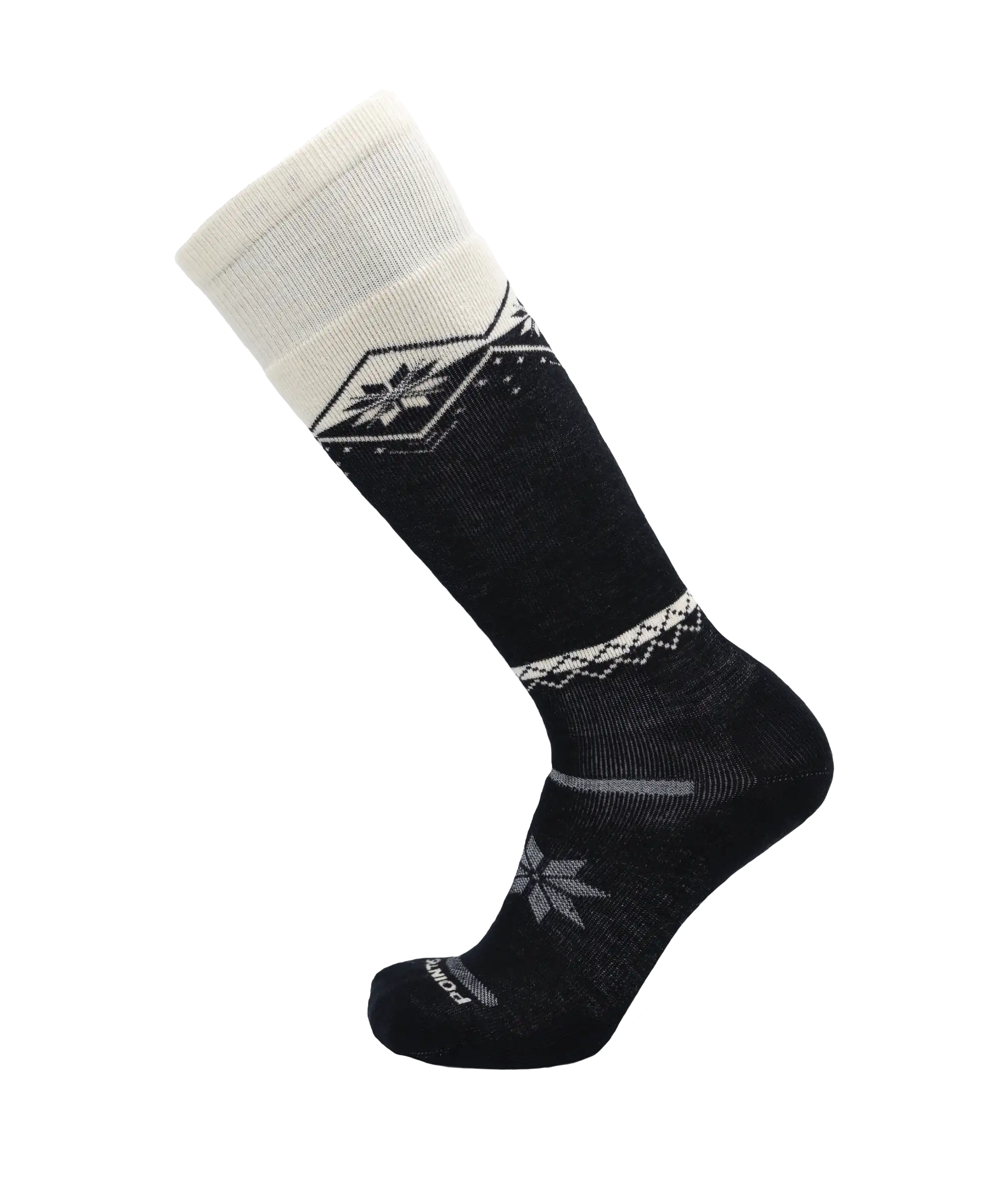 Point6 Snowflake Block Medium Socks Black OTC