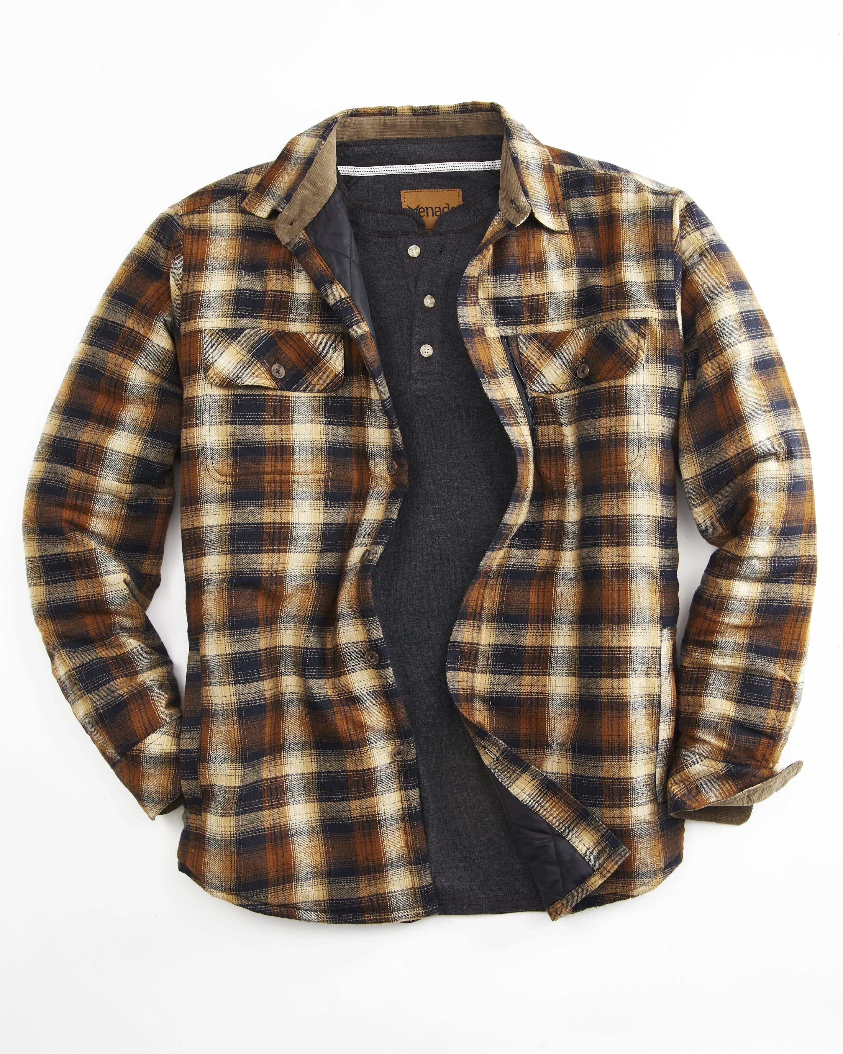 Quilt Lined Brushed Flannel Shirt Jacket
