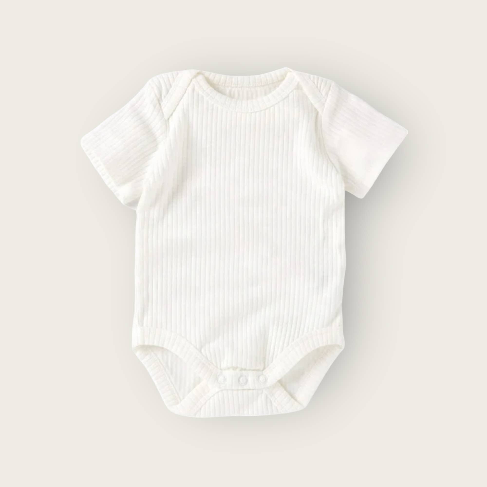 Organic bodysuit short sleeve- ribbed cotton onesie for baby