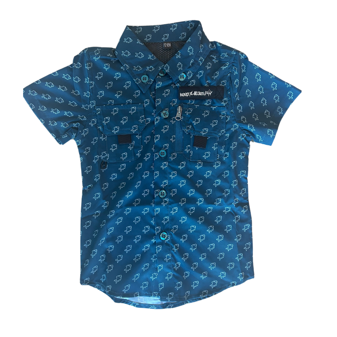 Kids Fishing Shirt Blue Fish
