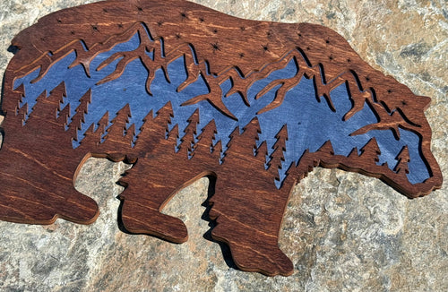 Handmade Rustic Mountain Bear Wall Art